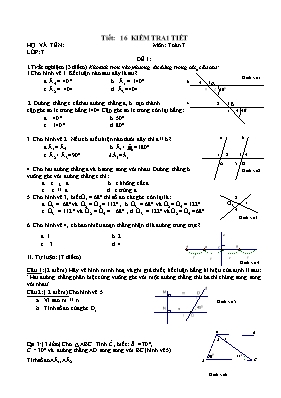 Kiểm tra 1 tiết (tiết 16) môn Toán 7